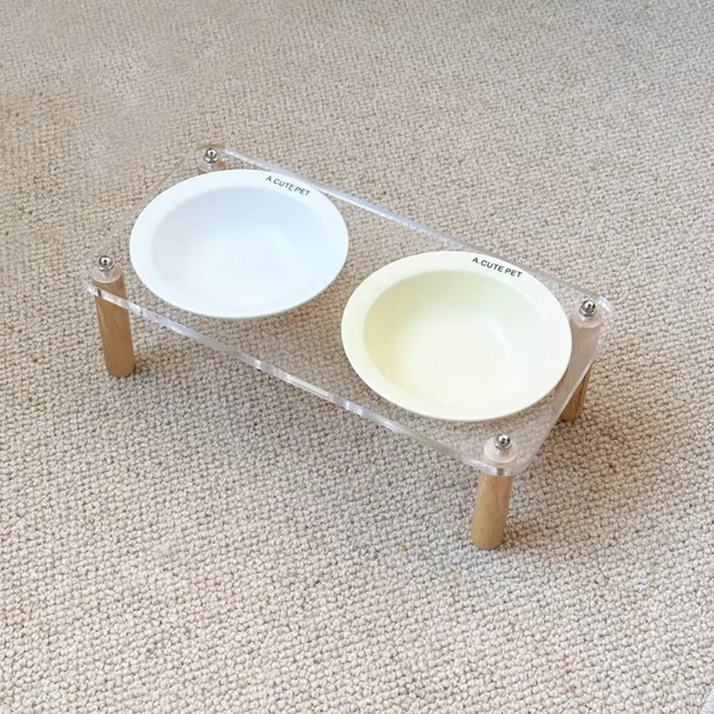 Anti Tumble Ceramic Double Bowl Pet Feeding Water Holder