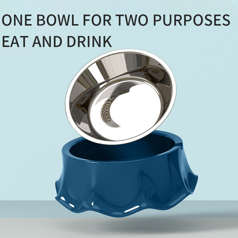 Pet Stainless Steel Non-Slip Feeding Bowl Rubber Base Durable Bowl