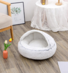 2 In 1 Round Plush Warm Pet Winter Bed House