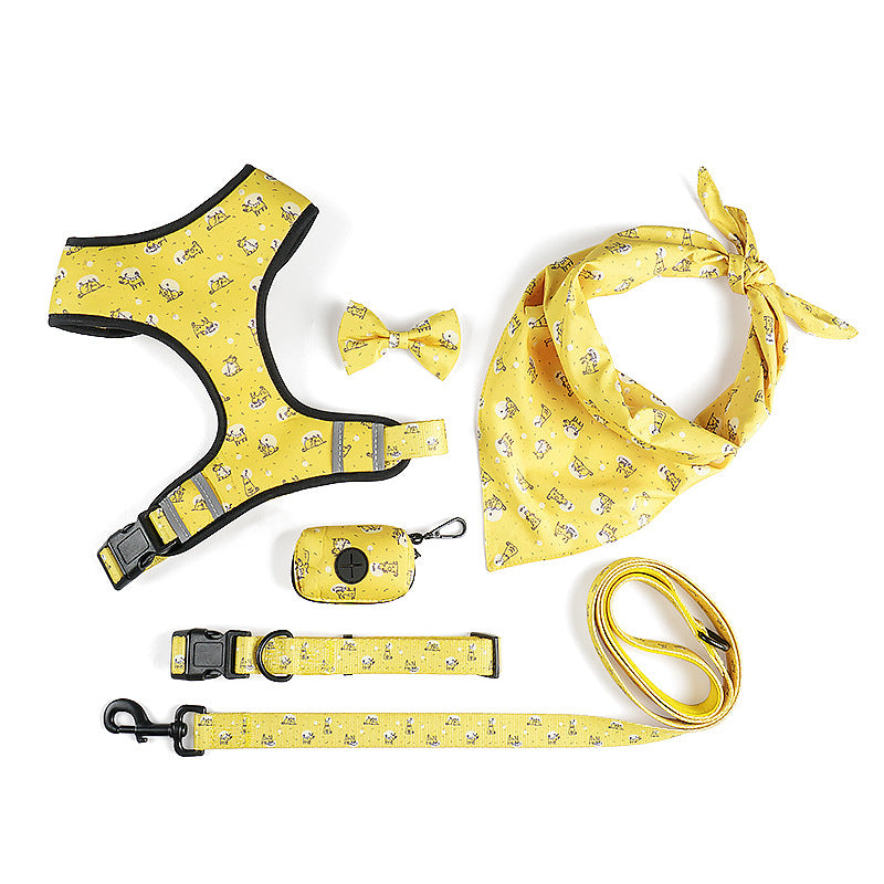 Bow Design Pet Harness And Leash Set Adjustable Comfortable