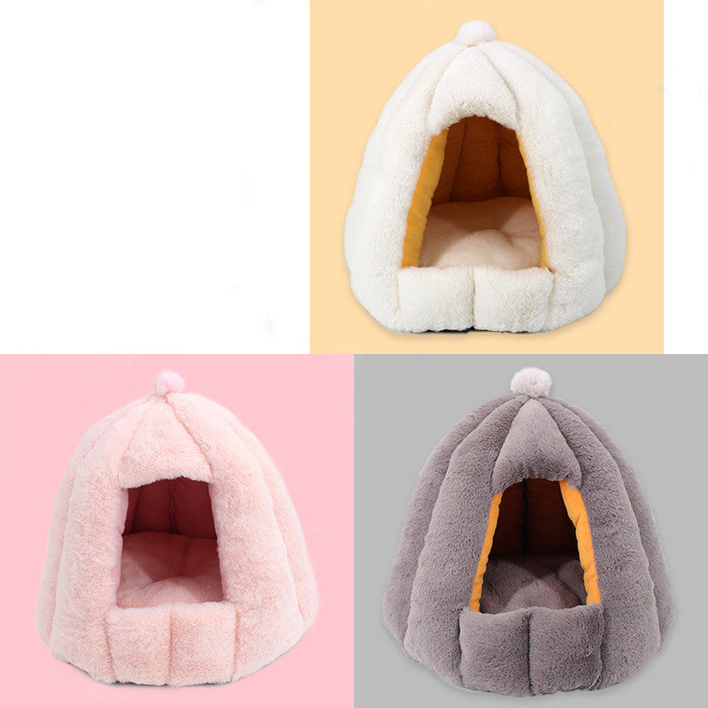 Pet Enclosed Warm Deep Sleep Cozy Bed