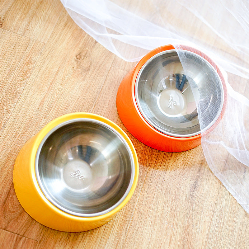 Inclined Stainless Steel Pet Food Bowl For Pets