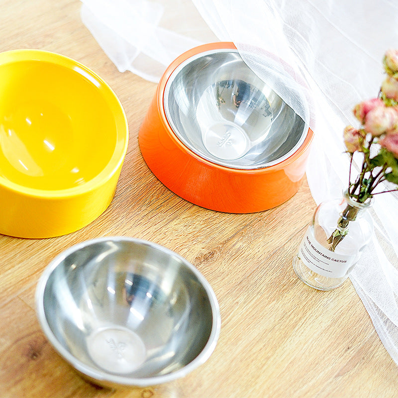 Inclined Stainless Steel Pet Food Bowl For Pets