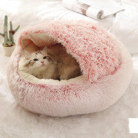 2 In 1 Round Plush Warm Pet Winter Bed House