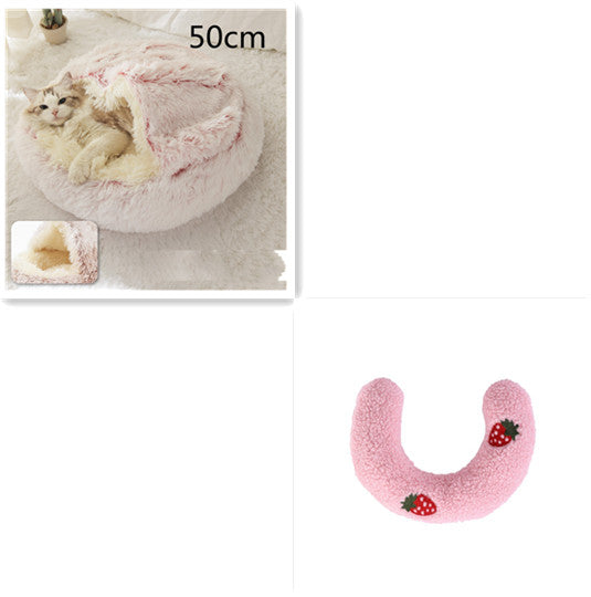 2 In 1 Round Plush Warm Pet Winter Bed House
