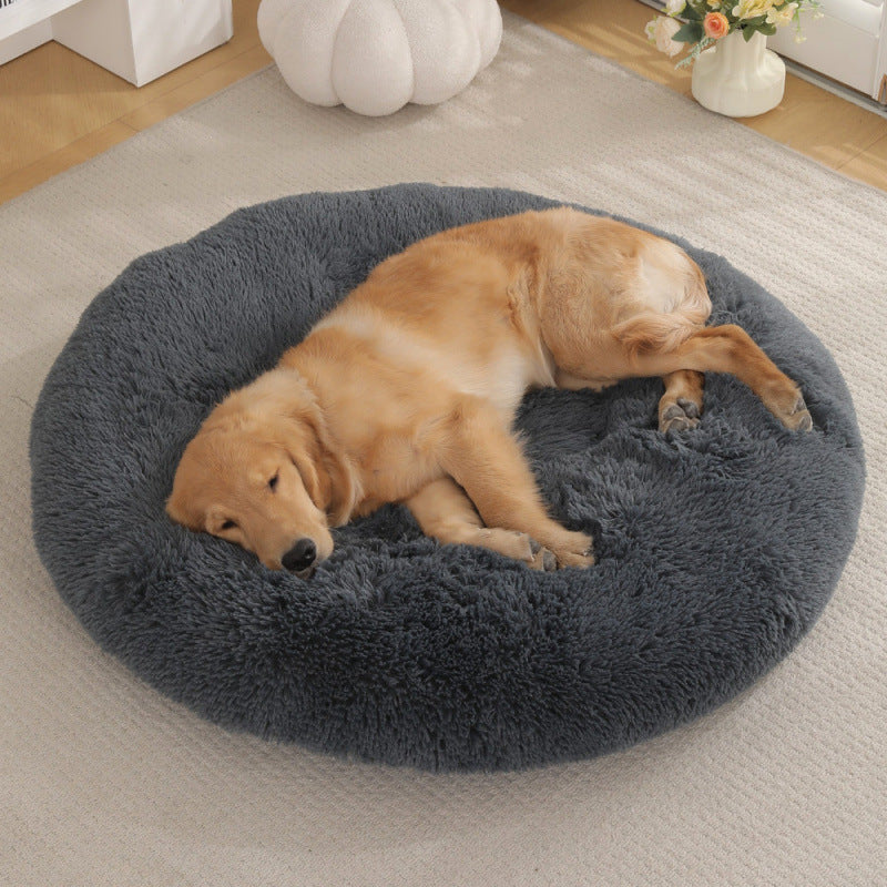 Round Plush Warm Pet Sleeping Mat Bed House