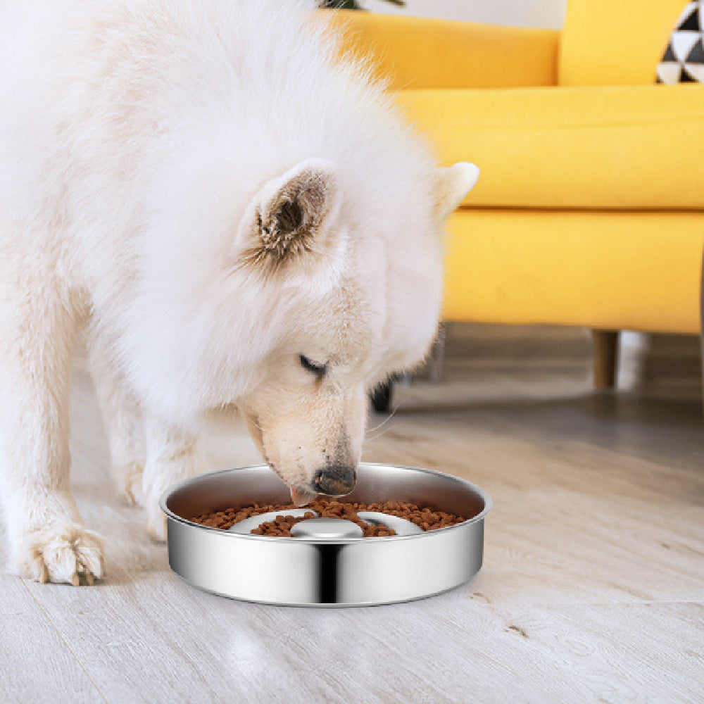 Pet Stainless Steel Slow Feeding Anti-Choke Bowl