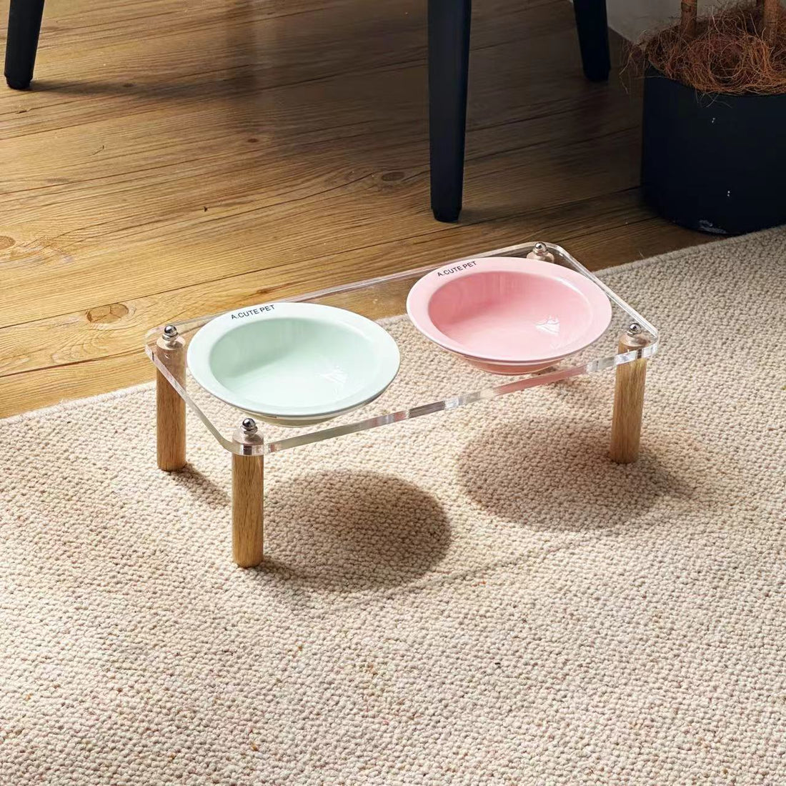 Anti Tumble Ceramic Double Bowl Pet Feeding Water Holder