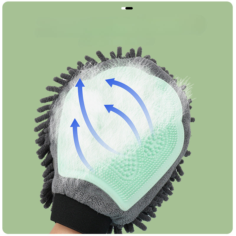2 In 1 Pet Bathing Grooming Glove Massage Brush Tool