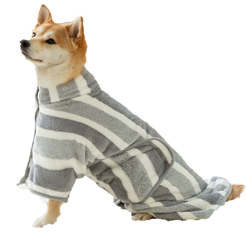 Pet Bath Robe Absorbent Towel Drying Apparel Wrap
