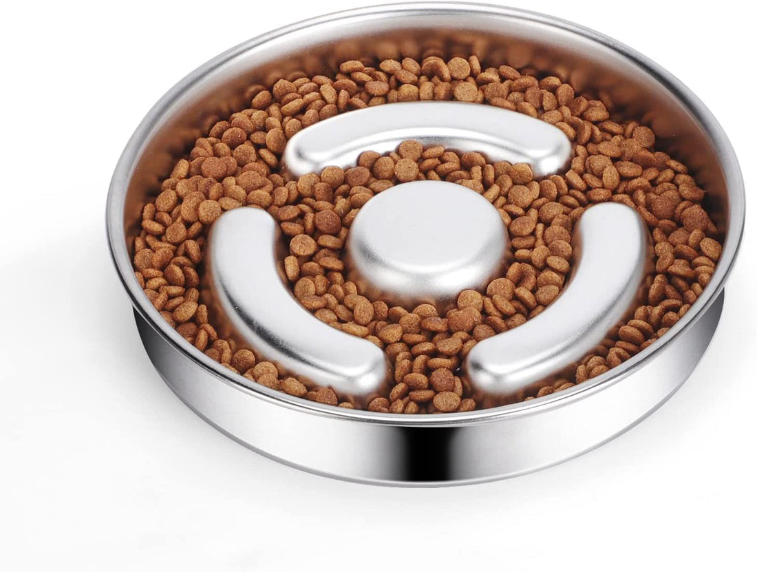 Pet Stainless Steel Slow Feeding Anti-Choke Bowl