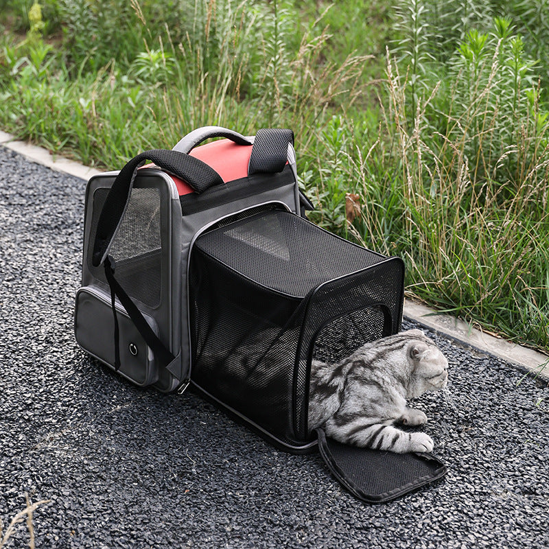 Expandable Large Capacity Portable Pet Backpack Diaper Style Bag