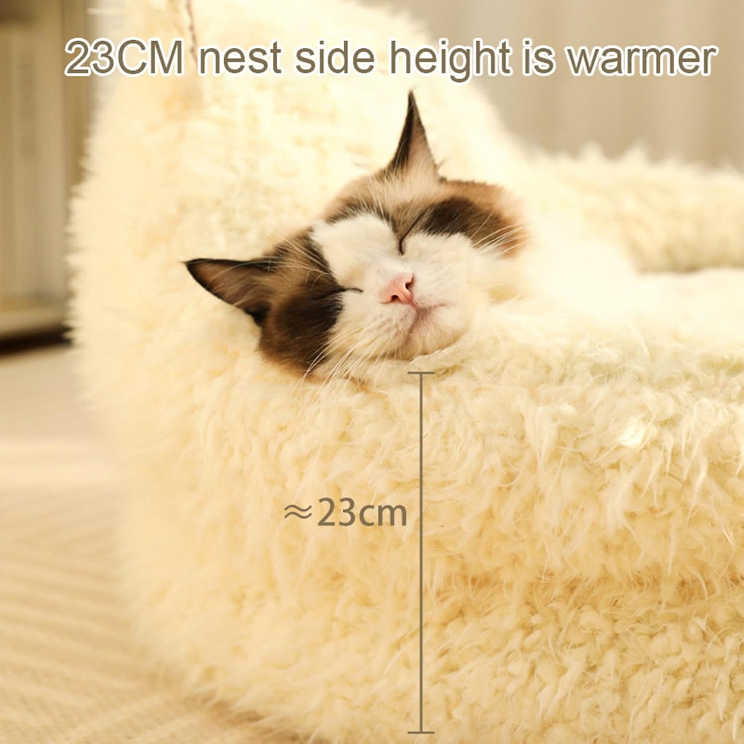Calming Plush Alpaca Style Pet Bed With Detachable Pad
