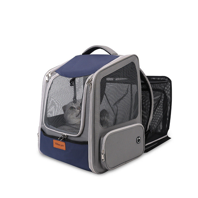 Expandable Large Capacity Portable Pet Backpack Diaper Style Bag