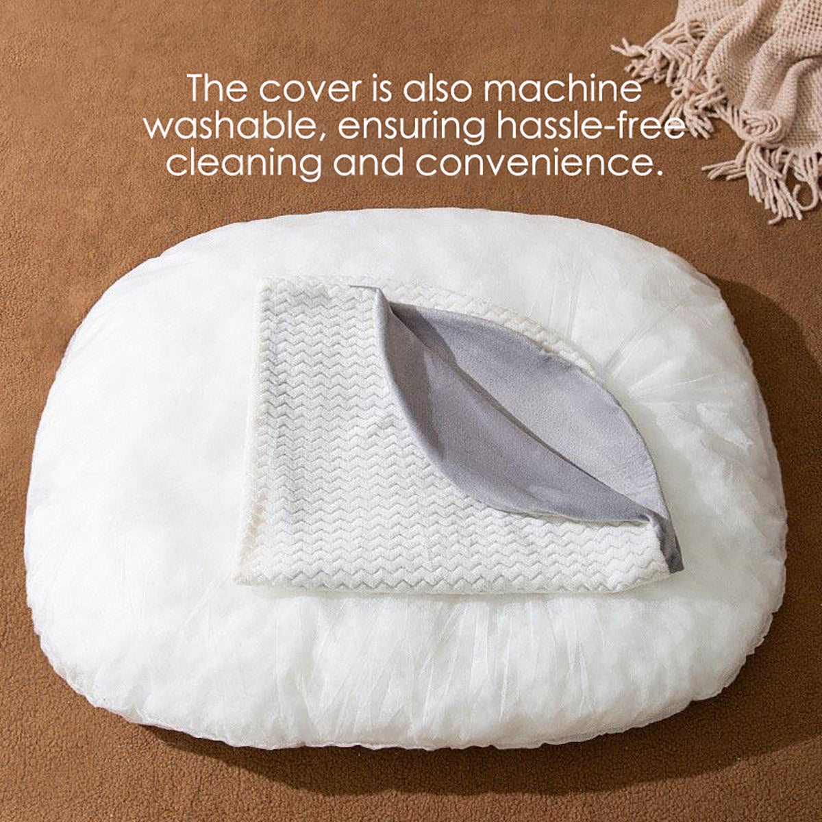 Oval Shape Washable Large Pet Cushion Bed For Crates
