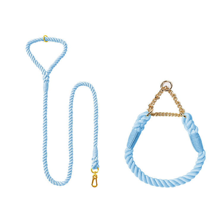 Woven Cotton Pet Leash And Collar Set Durable Comfortable