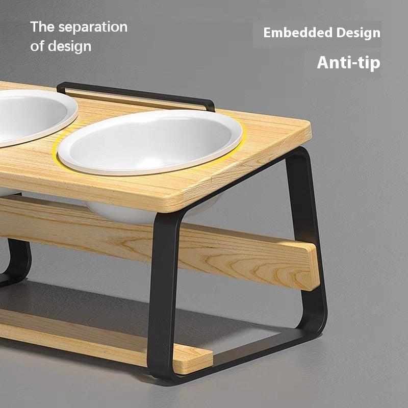 Ceramic Double Bowl Pet Water Feeding Station Cervical Spine Support
