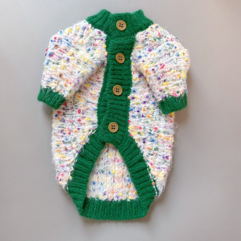 Color Block Pet Cardigan Sweater Warm Outfit