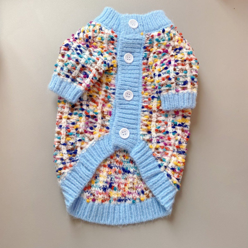 Color Block Pet Cardigan Sweater Warm Outfit