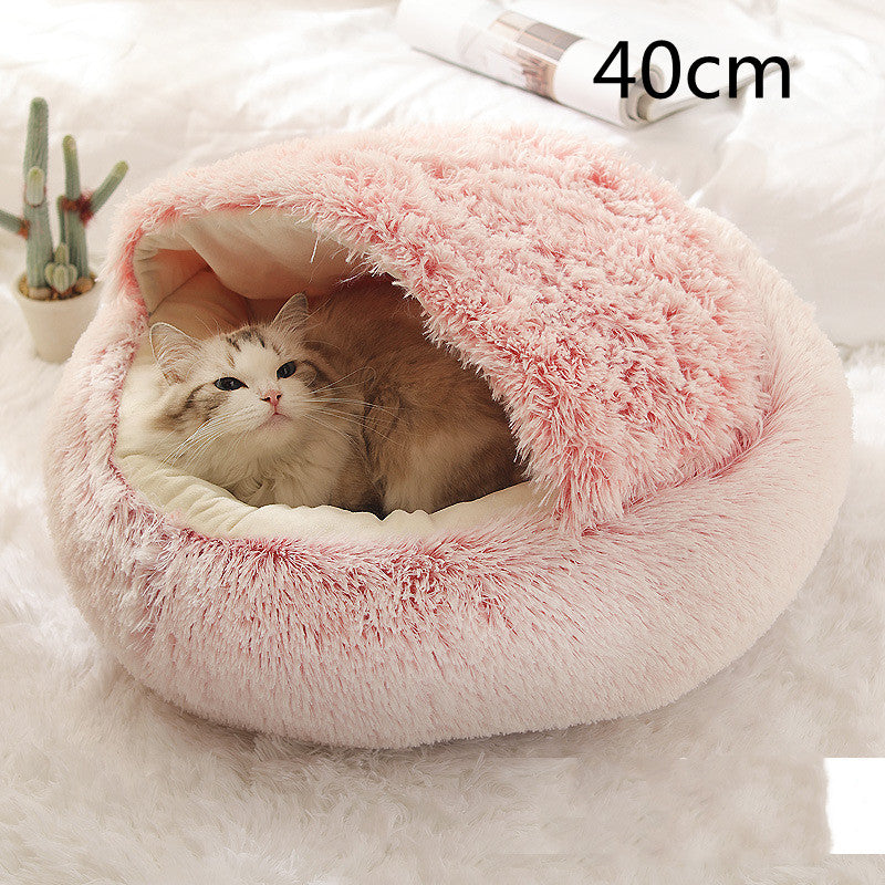 2 In 1 Round Plush Warm Pet Winter Bed House