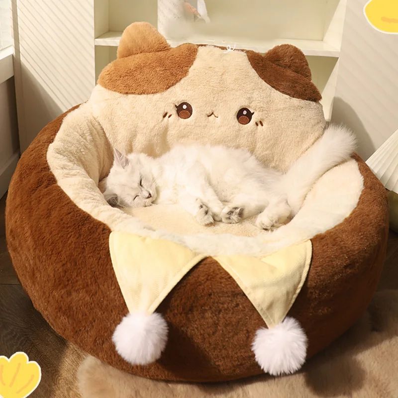 Round Plush Winter Warm Pet Sofa Cushion Nest Bed