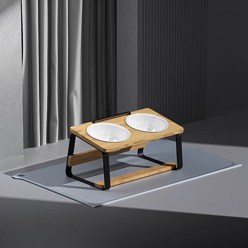 Ceramic Double Bowl Pet Water Feeding Station Cervical Spine Support