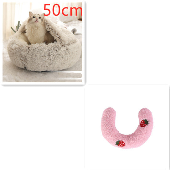 2 In 1 Round Plush Warm Pet Winter Bed House
