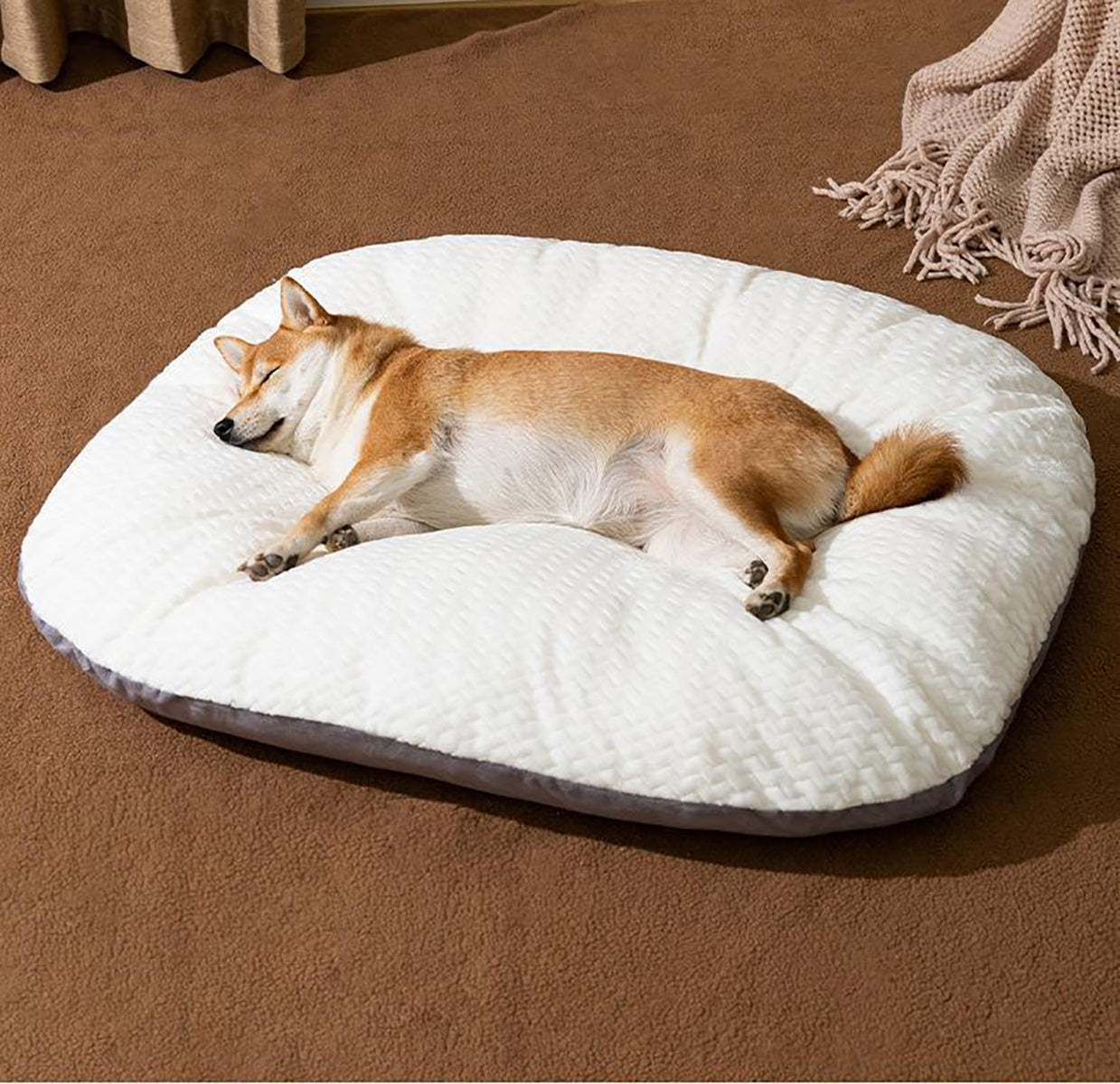 Oval Shape Washable Large Pet Cushion Bed For Crates