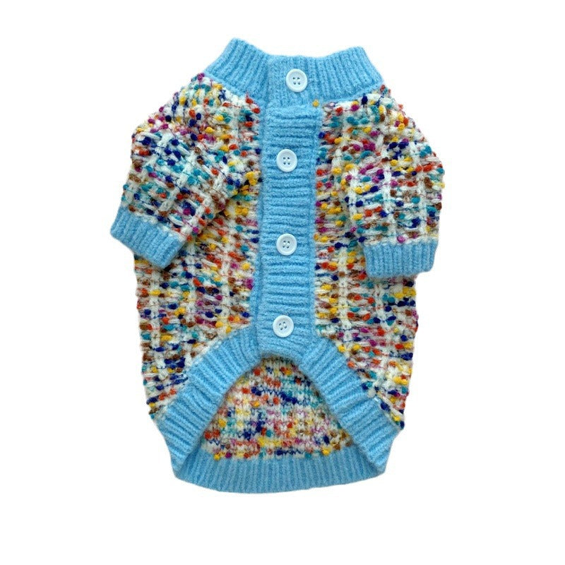 Color Block Pet Cardigan Sweater Warm Outfit
