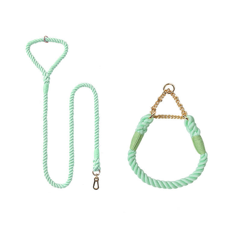 Woven Cotton Pet Leash And Collar Set Durable Comfortable