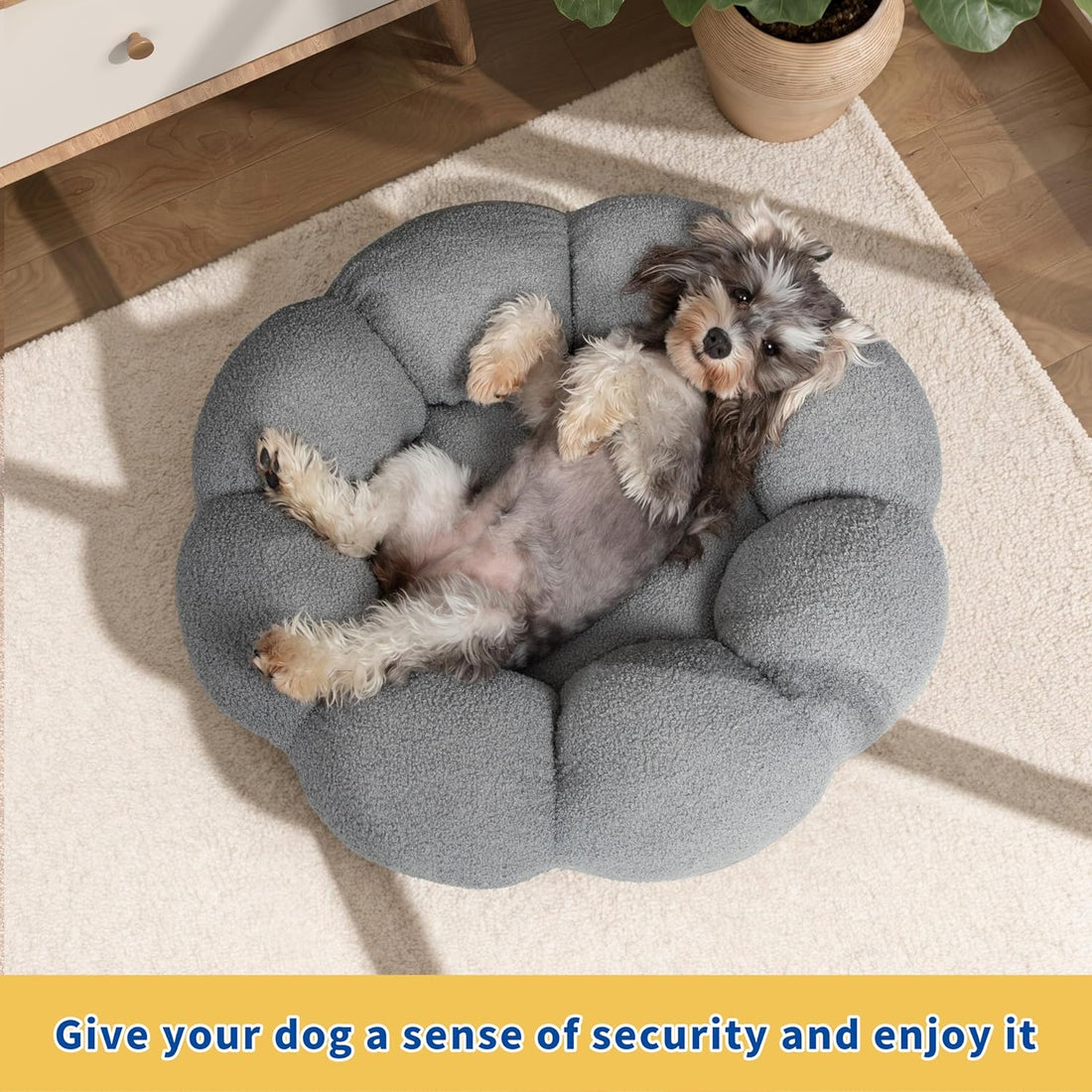 Fluffy Round Calming Plush Donut Pet Bed With Non Slip Base