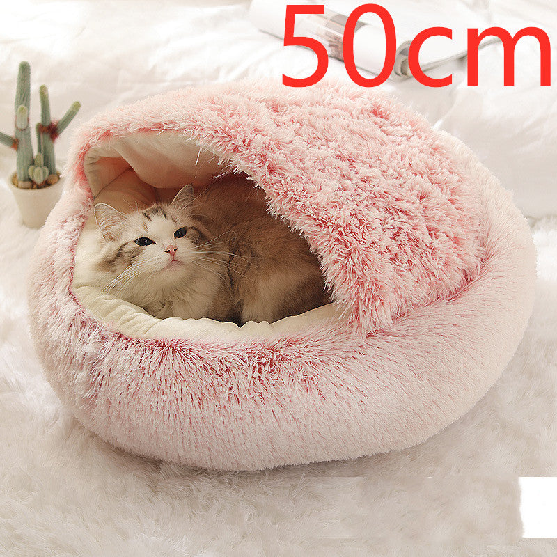 2 In 1 Round Plush Warm Pet Winter Bed House