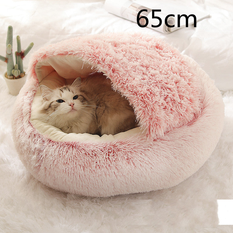 2 In 1 Round Plush Warm Pet Winter Bed House