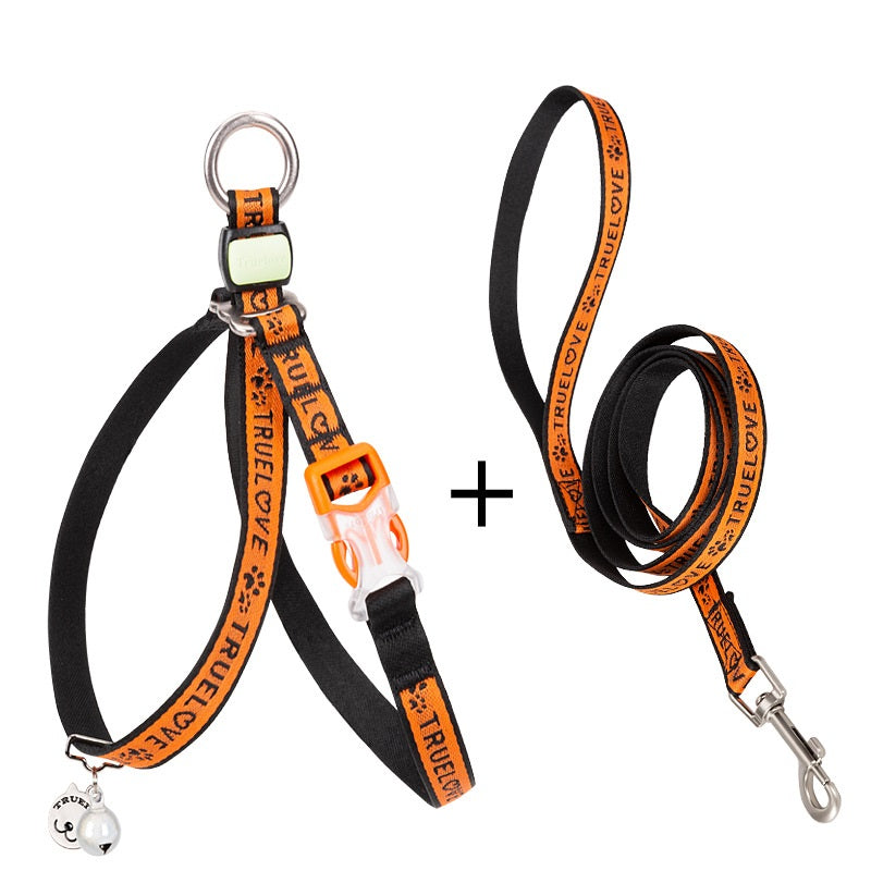 Pet Bell Chest Strap Vest With Leash Set