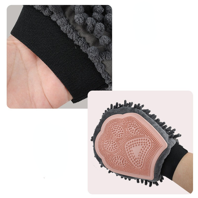 2 In 1 Pet Bathing Grooming Glove Massage Brush Tool