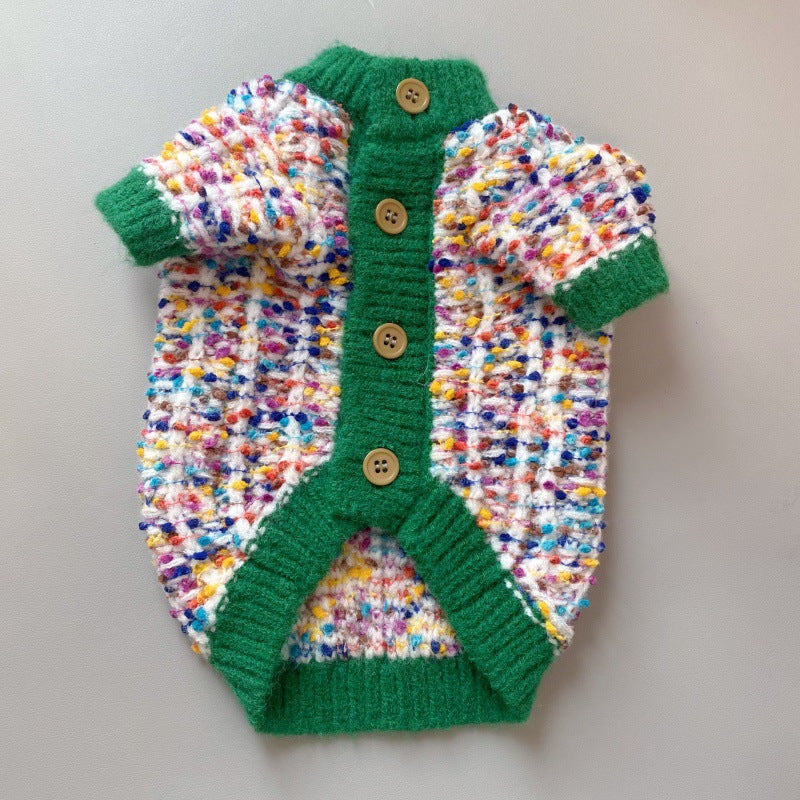Color Block Pet Cardigan Sweater Warm Outfit