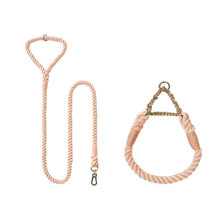 Woven Cotton Pet Leash And Collar Set Durable Comfortable