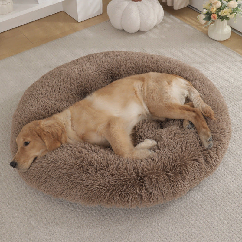 Round Plush Warm Pet Sleeping Mat Bed House