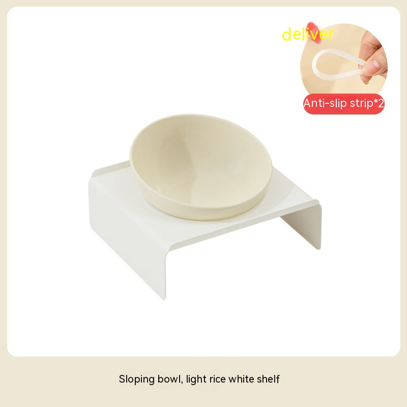 Beveled Ceramic Pet Feeding Bowl