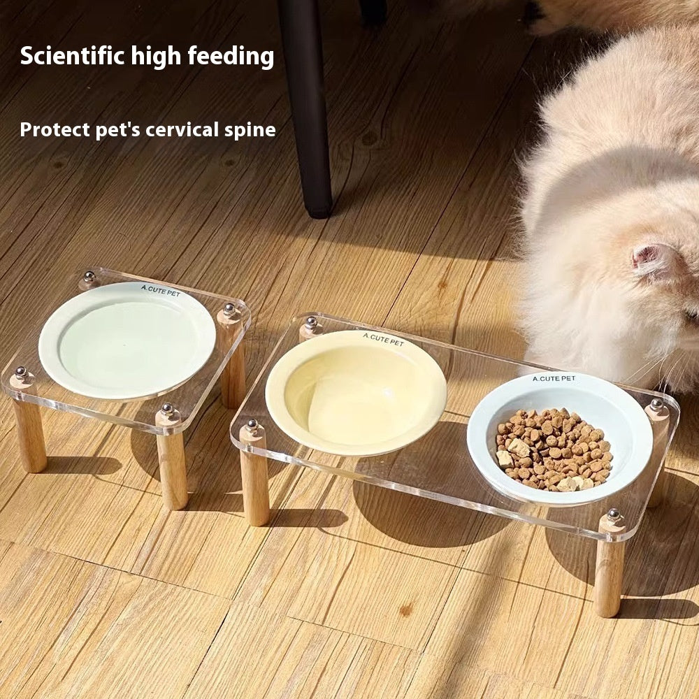 Anti Tumble Ceramic Double Bowl Pet Feeding Water Holder