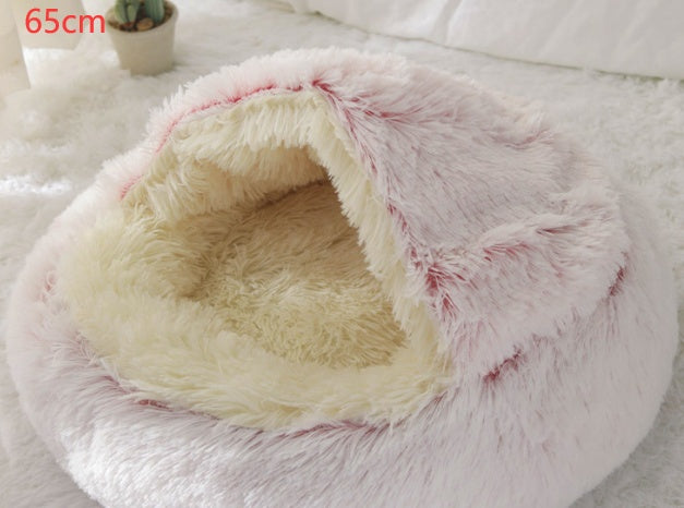 2 In 1 Round Plush Warm Pet Winter Bed House