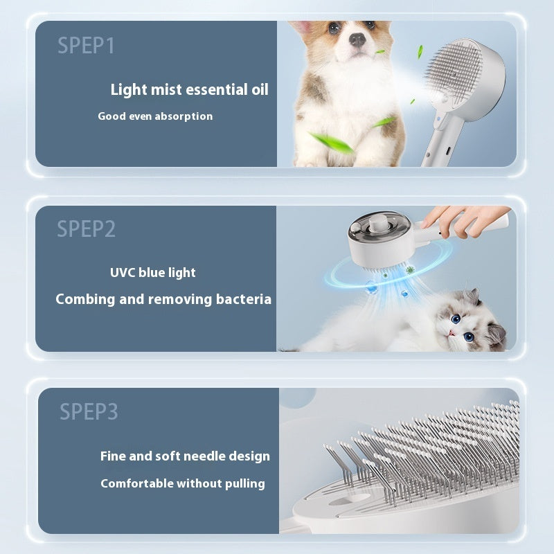 Self Cleaning Pet Steam Grooming Hair Removal Brush