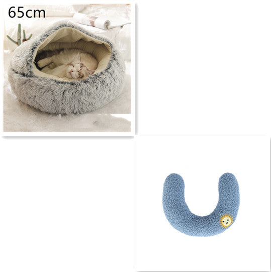 2 In 1 Round Plush Warm Pet Winter Bed House