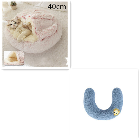 2 In 1 Round Plush Warm Pet Winter Bed House