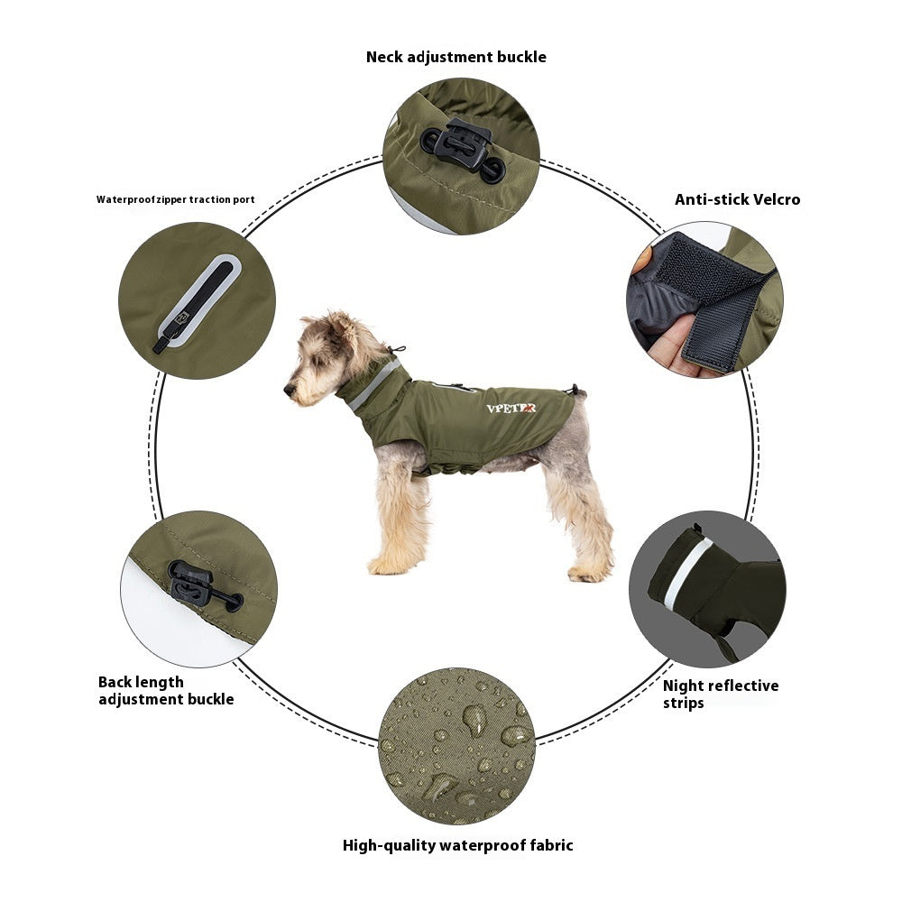 Pet Outdoor Windproof Raincoat Reflective Waterproof Poncho