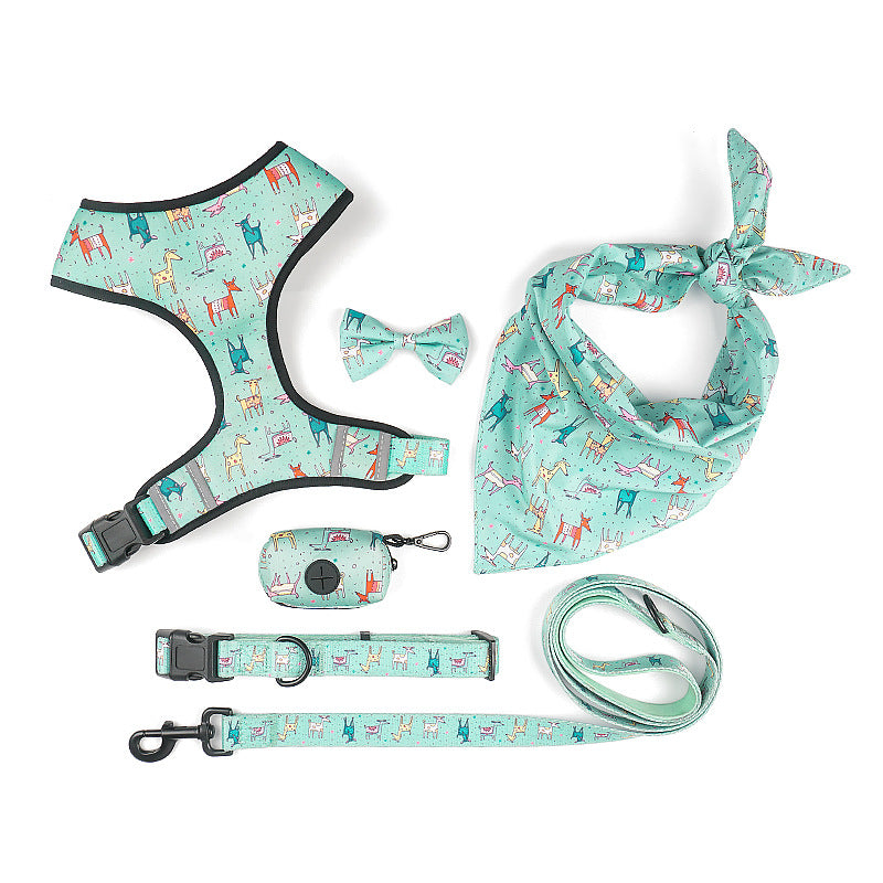 Bow Design Pet Harness And Leash Set Adjustable Comfortable