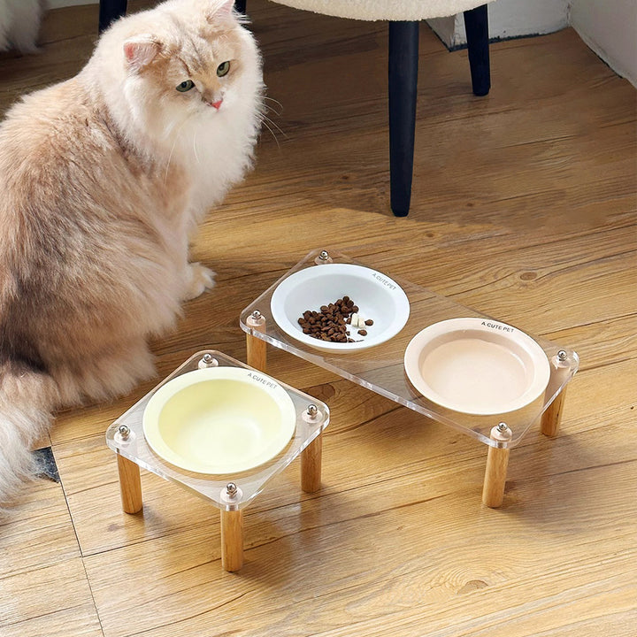 Anti Tumble Ceramic Double Bowl Pet Feeding Water Holder