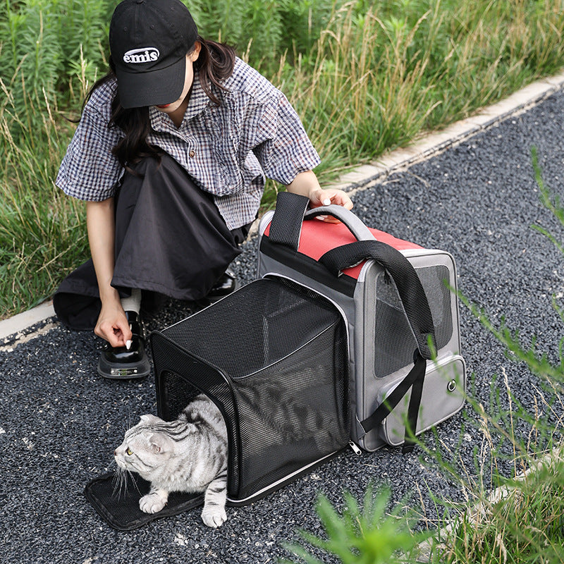 Expandable Large Capacity Portable Pet Backpack Diaper Style Bag
