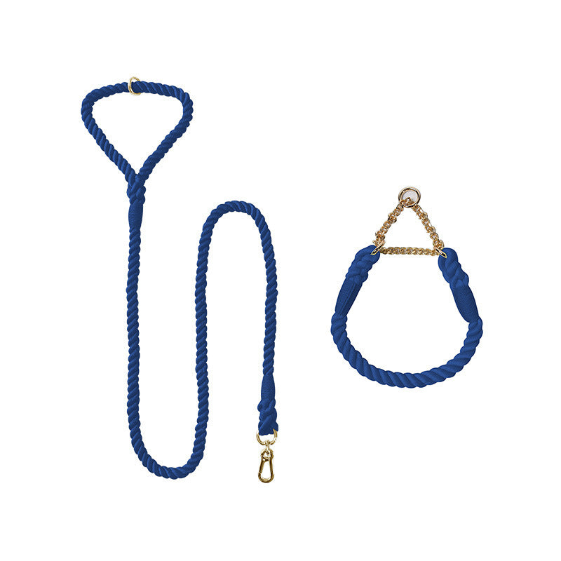 Woven Cotton Pet Leash And Collar Set Durable Comfortable