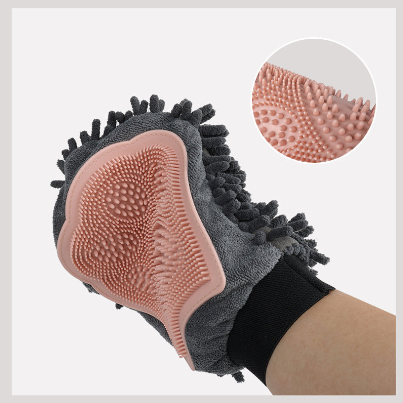 2 In 1 Pet Bathing Grooming Glove Massage Brush Tool